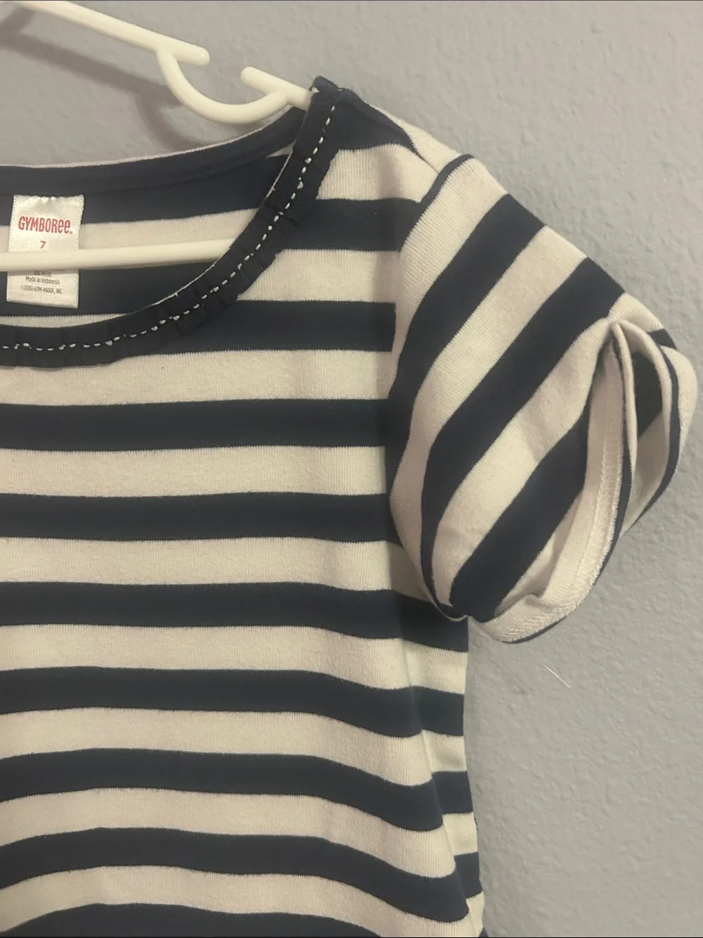 Gymboree Girl Youth Navy and White Striped Short-Sleeve Tee Dress Size 7